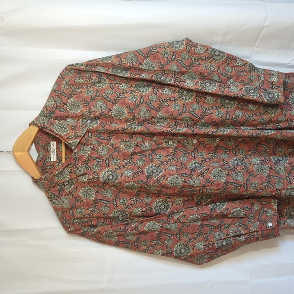 Natural Life Drew Cotton Button Down Rusty Floral Shirt Dress | Size L / XL - Picture 5 of 7